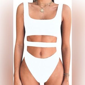 One Piece Cutout Bodysuit White